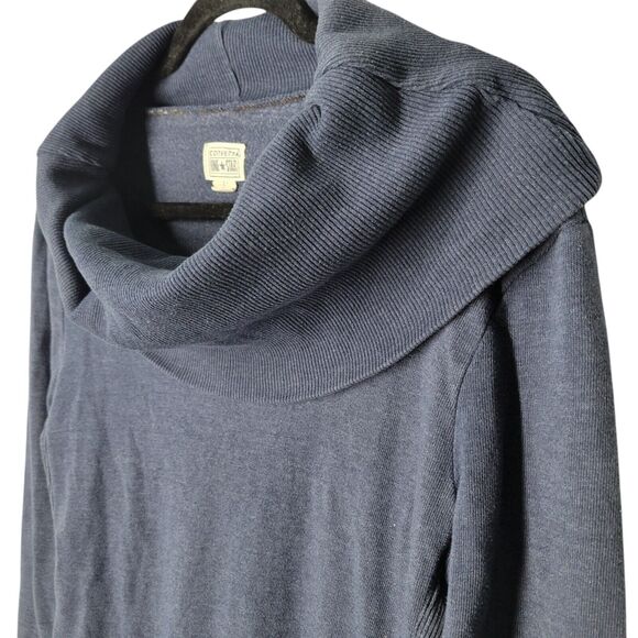 Converse One Star Womens Sz L Blue Solid Long Sleeve Cowl Neck Sweater - Picture 3 of 11